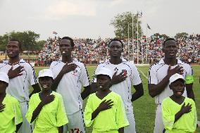 South Sudan players at 1st int'l soccer game