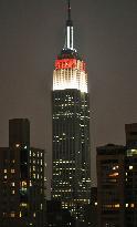 Empire State Building lit in Japan colors