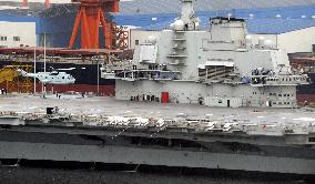 Chinese aircraft carrier at Dalian port