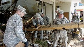 Disaster relief work by U.S. troops