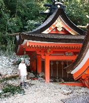 World heritage shrine covered by mud