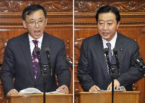 PM Noda, LDP's Tanigaki at parliament