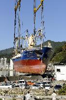 Removing ship after tsunami