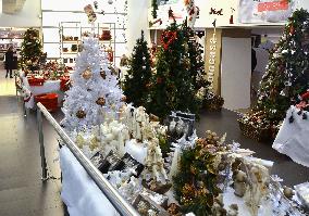 Christmas section at store in Greece