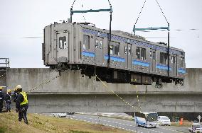 Stranded train recovered in tsunami-hit Miyagi