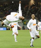 Santos' Borges celebrates goal against Kashiwa