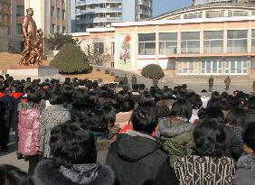 Citizens gather in Pyongyang