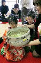 Ceremony to drink tea from huge bowl