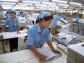 Workers at Japanese factory in Myanmar