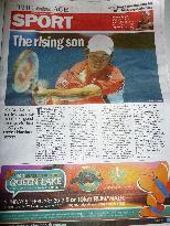 Nishikori in Australian newspaper