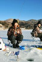 Ice fishing on Lake Yamanaka