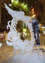 World ice carving competition in Hokkaido