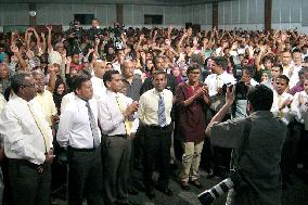 Ex-Maldivan President Nasheed at rally in Male