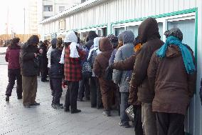 People queue in Pyongyang