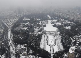 Snow-covered Tokyo