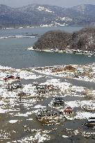 Aerial view of tsunami-hit area