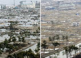 Sendai soon after quake, now
