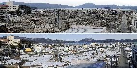 Yamada soon after quake, now