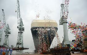 Ship launch ceremony