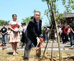 Japan's ex-PM Mori plants cherry tree