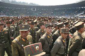 N. Korean soldiers at Kim Il Sung Stadium