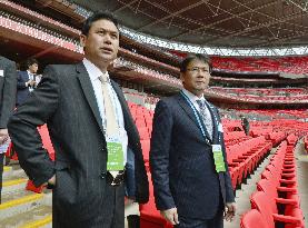 Japan soccer coaches at Wembley Stadium