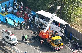Highway accident involving bus bound for Tokyo Disneyland