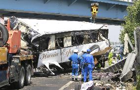 Highway accident involving bus bound for Tokyo Disneyland