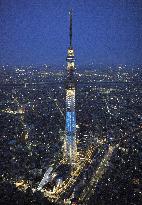 Tokyo Skytree illuminated before grand opening