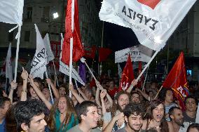 Supporters of Greek leftist party