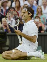 Federer wins men's singles at Wimbledon