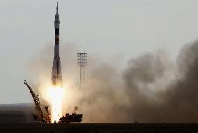 Russian spacecraft carrying 3 astronauts lifts off