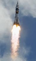 Russian spacecraft carrying 3 astronauts lifts off