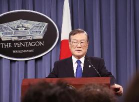 Japan Defense Minister Morimoto at Pentagon