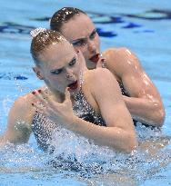 Russia leads synchronized swim duet technical routine