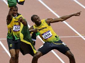 Jamaica wins gold in men's 4x100 meter relay
