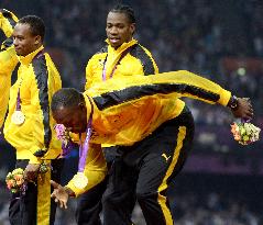 Jamaica wins gold in men's 4x100 meter relay