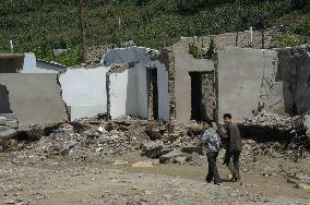 Devastation after floods in N. Korean village