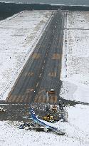Plane overruns runway