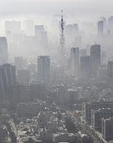 Central Tokyo veiled in haze