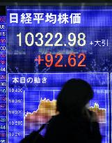 Nikkei climbs back to level before March 2011 quake
