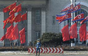 National, ruling party flags in N. Korea