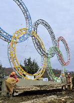 Olympic rings set up at Sochi airport