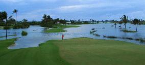 Flooded golf course in Bahamas