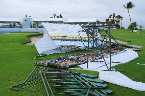 Flooded golf course in Bahamas