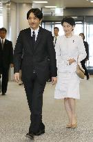 Prince Akishino, wife depart for Europe