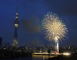 Fireworks over Sumida River