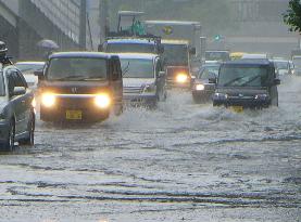 Heavy rain in central Japan
