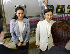 Crown prince, princess visit Sendai
