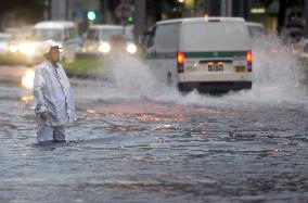 Heavy rain in central Japan